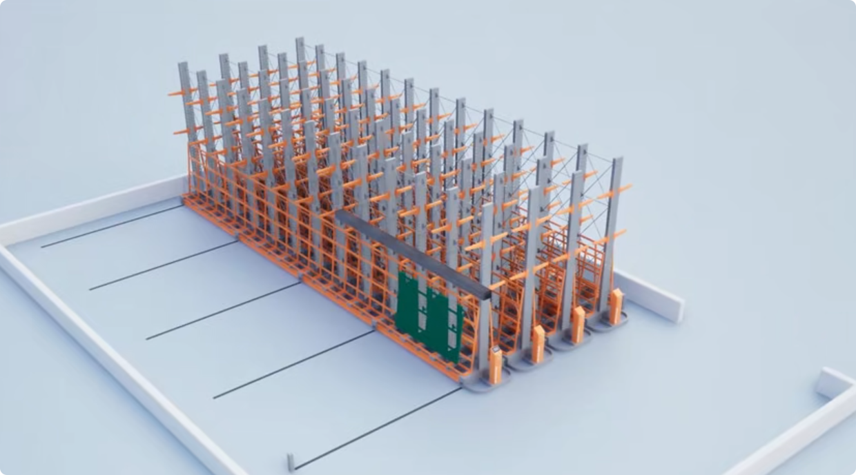 mobile cantilever racking system Système de rayonnage en porte-à-faux mobile
