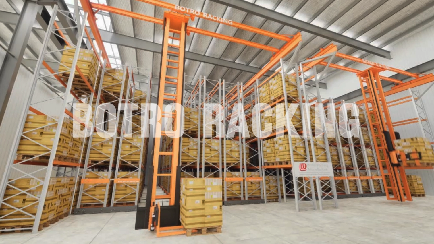 Système de rayonnage mobile au-dessus de la grue