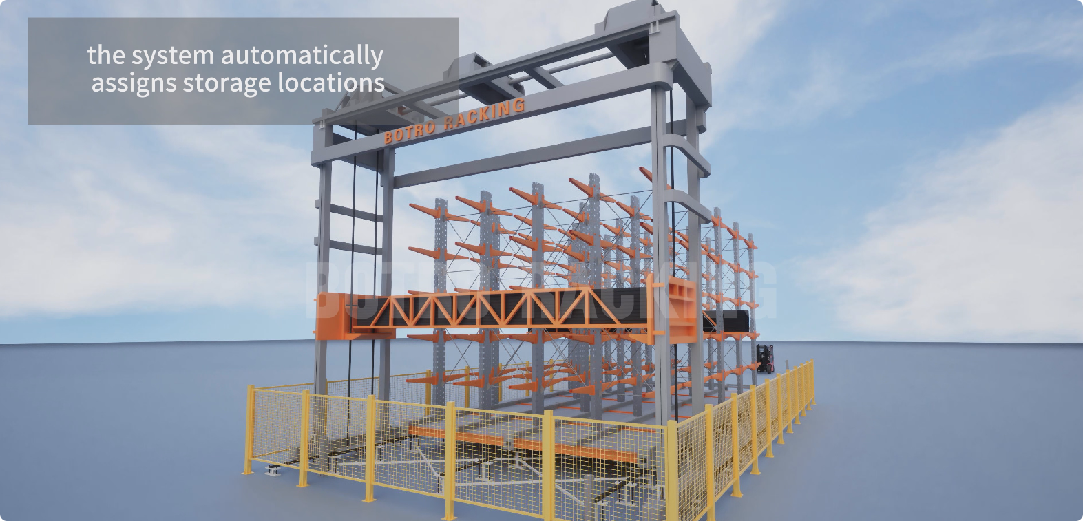 Système de stockage et de récupération automatisé de matériel long3