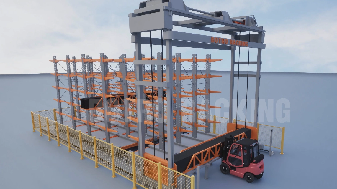 Système de stockage automatisé et de récupération automatisé de matériel long